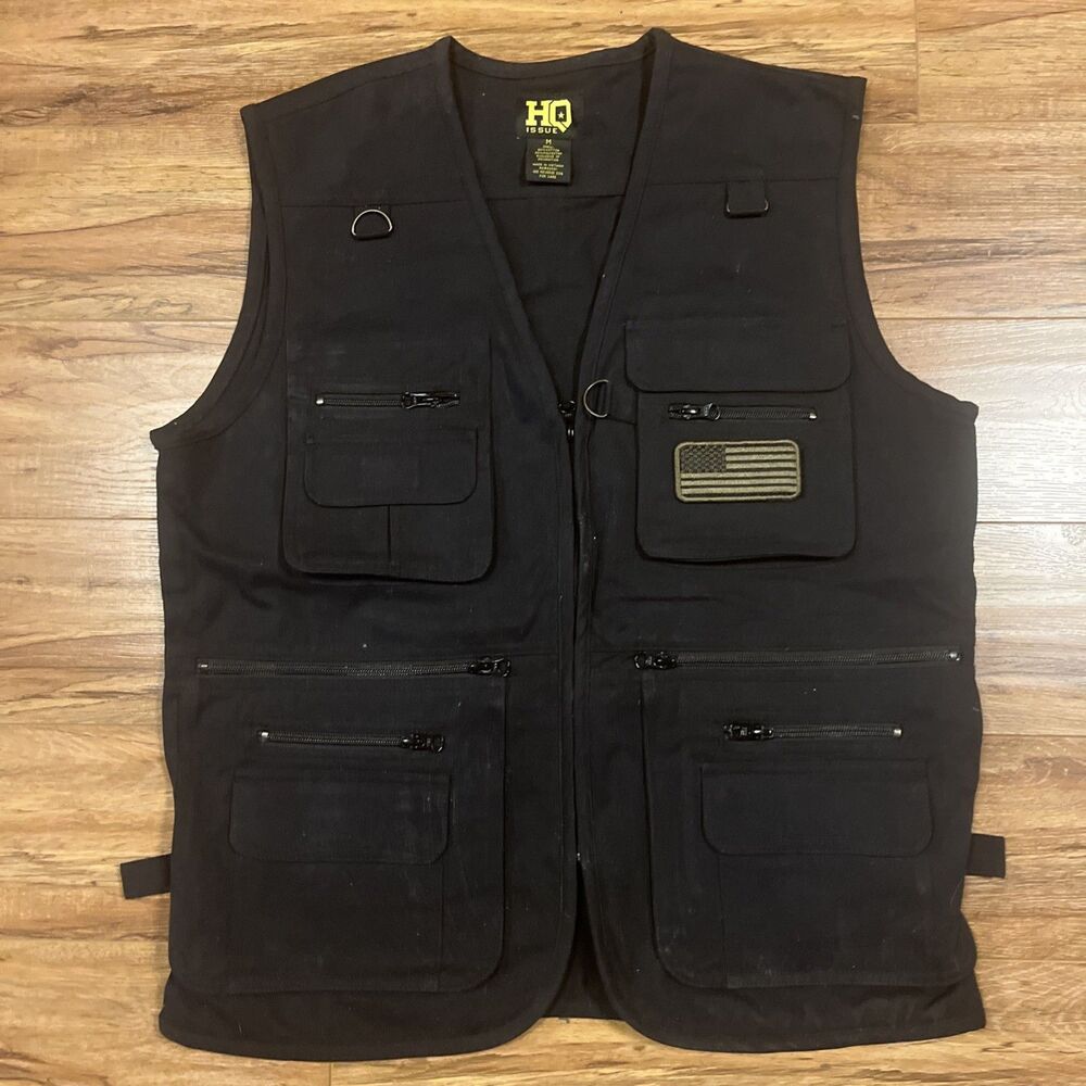 HQ ISSUE Vest Mens M Med Black Tactical Utility Concealed Carry Outdoor Hunting